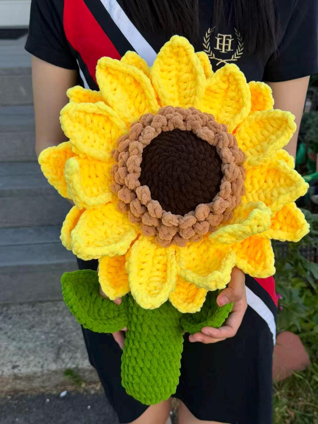 Giant Crochet Sunflower Throw Pillow, Large Amigurumi Flower…