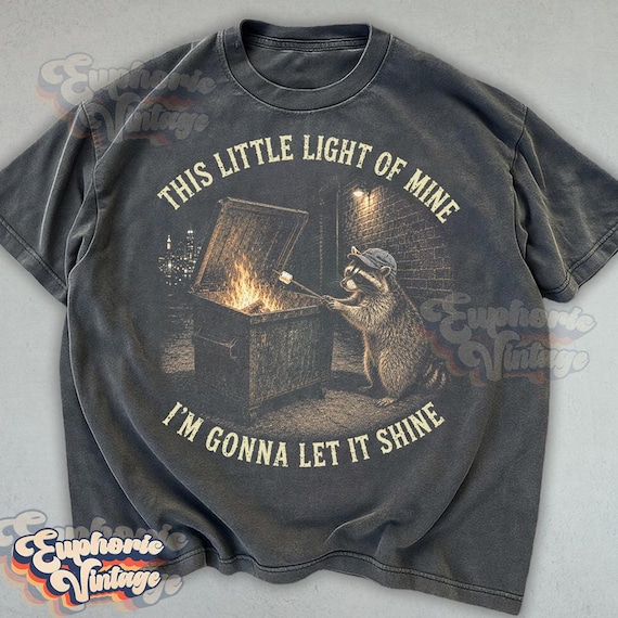 Comfort Colors® Dumpster Fire Raccoon T-Shirt, Funny Raccoon Tee, Funny Mental Health Shirt, Cute Parody Shirt