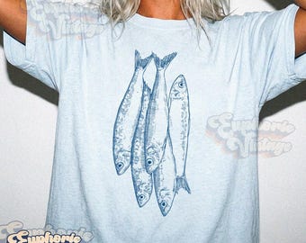 Comfort Colors® Lace Fish Tattoo Style, Y2k Fisher Shirt, Vintage 90s Tee, Ocean Shirt, Bass Lovers