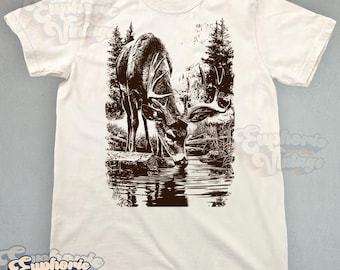 Vintage Woodland T-shirt, Hunting Lover Shirt, Deer Horn Tee, Deer Hunting Nature Shirt, Gift For Nature Lover