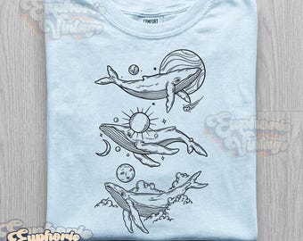 Mystical Whale T-Shirt,  Whale Shirt, Unisex Adult Graphic Tee, Vintage Ocean Tee, Summer Shirt, Ocean Lovers