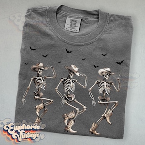 Comfort Colors® Halloween Cowboy Skeleton T-Shirt, Western Shirt, Dancing Lovers Shirt, Howdy Tee, Unisex Adult Graphic Tee