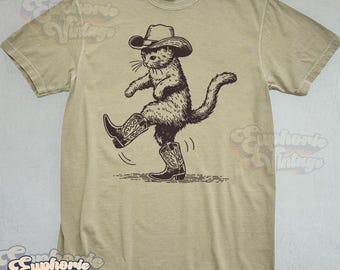 Western Cowboy Cat T-Shirt, Retro 90s Cowgirl Desert Shirt, Cat Lovers Gift