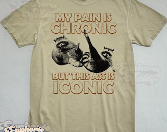 Comfort Colors® My Pain Is Chronic But My Ass Is Iconic T-Shirt, Funny Raccoon Graphic Tee, Raccoon Meme Shirt