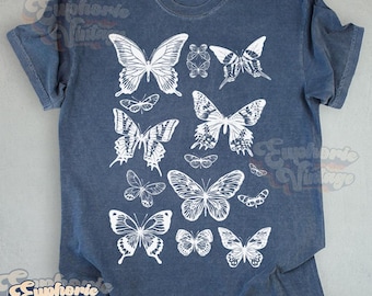 Comfort Colors® Retro Butterfly T-Shirt, Nature Lover Gift, Trendy Tee, Gift for Her, Boho Style Shirt, Gardening Shirt, Mom Shirt