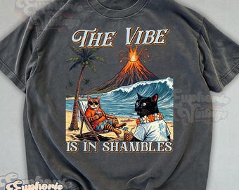 The Vibe Is In Shambles T-Shirt, Funny Cats Shirt, Cute Mental Health Tee Gift, Gift For Her