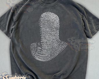 Vintage Knight Armor T-Shirt, Retro Medieval Warrior Graphic Tee, Grunge Knight Helmet Tee, Distressed Middle Ages Aesthetic Top