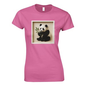 Maglietta con motivo "Shadow Box" di un simpatico panda - Maglietta in morbido cotone, unica nel suo genere, disegnata a mano