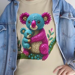 Crystal and Pearl Koalas Unisex Tee, T-Shirt, Premium Shirt, Cute Animal Top, Nature Lover Gift, Graphic Tee Shirt
