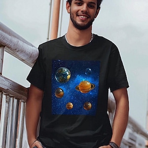 Celestial Space T-Shirt, Unisex Graphic Tee, Astronomy Gift, Cosmic Outfit, Planetary Design, Space Lover Apparel