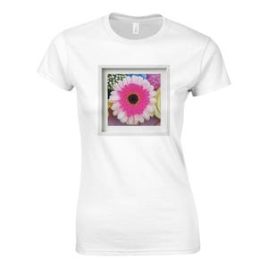 Maglietta Flower Pink Shadow Box – T-shirt da donna in morbido cotone, semi-aderente