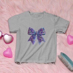 Sparkly Bow Kids Tee | Fun Gift, Birthday Party Outfit, Dance Class Shirt, Glitter Tee for Girls, Everyday Wear
