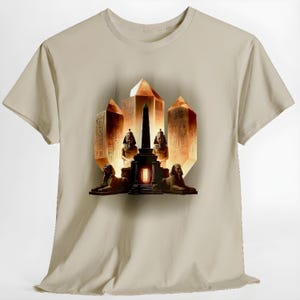 Crystal Egypt Scene Unisex Tee, T-Shirt, Shirt, Egyptian Sphinx Pyramids Pharaoh Hieroglyphics, Ancient History Lover Gift