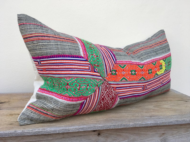 HMONG PILLOW LUMBAR 16' X 32' Hmong Embroidered Etsy