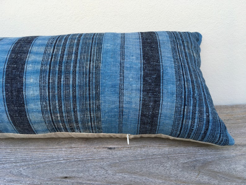 HMONG PILLOW LUMBAR Bohemian,Linen pillow cover Vintage Hmong Pillow Boho Pillow white Hemp 12 x 36 pillow case Hmong Farmhouse