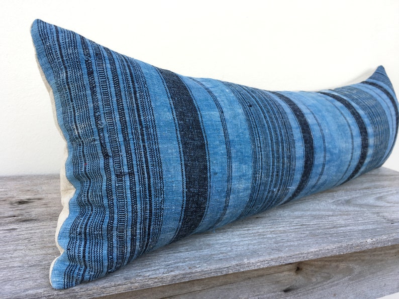 HMONG PILLOW LUMBAR Bohemian,Linen pillow cover Vintage Hmong Pillow Boho Pillow white Hemp 12 x 36 pillow case Hmong Farmhouse