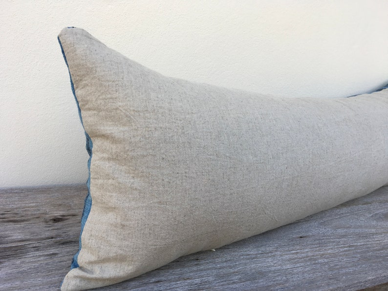 HMONG PILLOW LUMBAR Bohemian,Linen pillow cover Vintage Hmong Pillow Boho Pillow white Hemp 12 x 36 pillow case Hmong Farmhouse