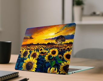 MacBook-hoesje Sunflower Field | Artistieke zonsondergang laptophoes