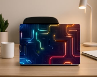 Neon Circuit MacBook Pro Air-hoesje| Futuristische tech harde hoes|  MacBook Air 13/15 inch| MacBook Pro 15/13/13/16| Neon-laptophoezen