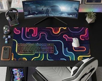 Gamingbureaumat • Verlengde muismat • RGB-gamerbureaumat • Antislip rubberen basis • Glad oppervlak • Decor voor pc-gamingopstelling