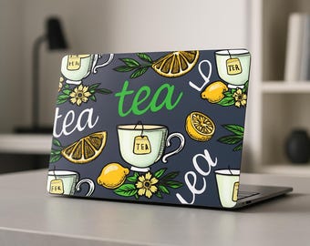 MacBook-hoesje citroenthee | Herbal-laptopcover, zwart esthetisch| MacBook Air 13/15 inch| MacBook Pro 15/13/13/16| Op maat gemaakte MacBook-hoes