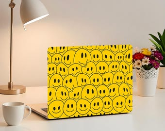 Gele laptoptas met smileygezicht| MacBook Air 13/15 inch| MacBook Pro 15/13/13/16| Beschermende laptophoes voor MacBook Air Pro