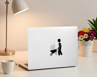 Grappige kruiwagen MacBook Air Pro-hoesje| MacBook Air 13/15 inch| MacBook Pro 15/13/13/16| Apple-logokunst, duurzame doorzichtige laptophoes