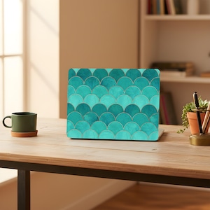 Teal & Türkis MacBook Tasche | Mermaid Scales Laptop Hülle | MacBook Air 13/15 Zoll| MacBook Pro 13/14/15 | Schützende Hardshell des Ozean-Themas