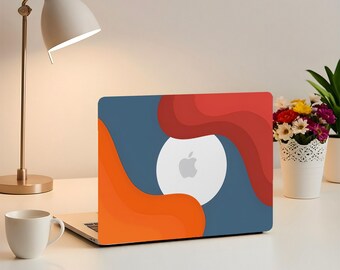 Abstract Wave-laptoptas voor Macbook Air Pro| MacBook Air 13/15 inch| MacBook Pro 15/13/13/16| Rode, oranje en blauwe beschermende MacBook-hoes