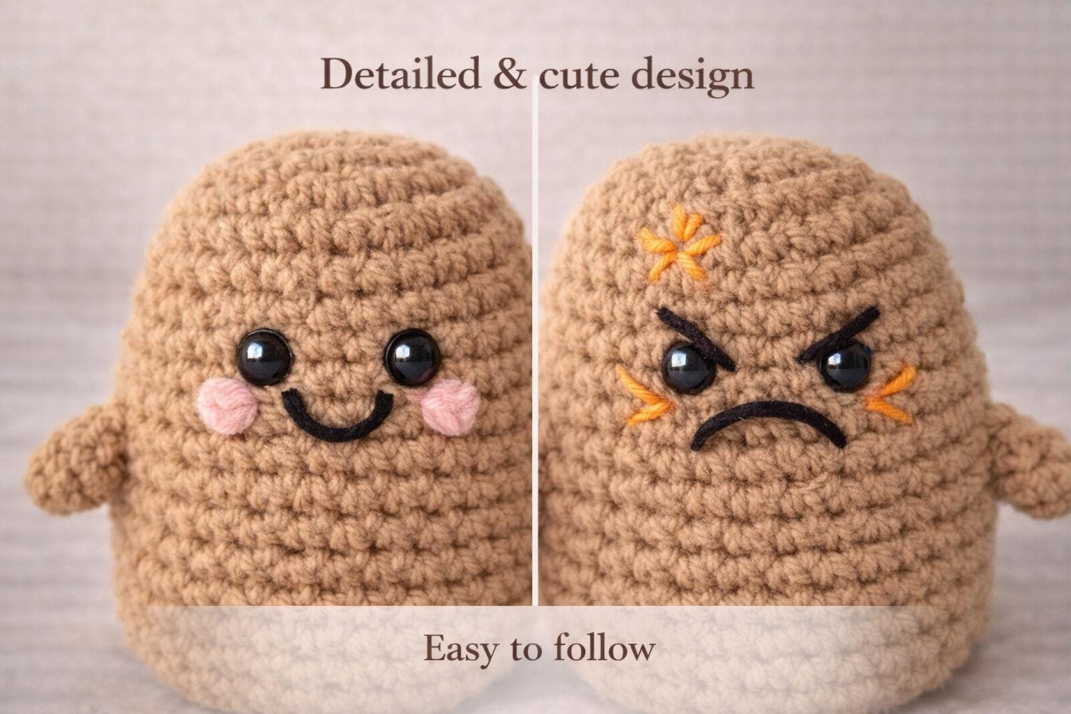 30 Potato Crochet Patterns: Spud Amigurumi, Desk Buddies, Play Food, and Clever Gag Gifts 20 Funny Flip Potato Reversible Mood Toy Pattern