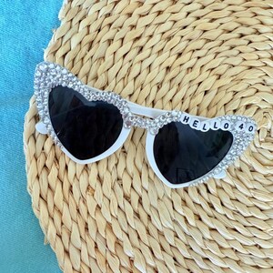 UO Black Silver Crystal Heart Shaped Sunglasses Y2K Bling Gothic Glam UO Black Silver Crystal Heart Shaped Sunglasses Y2K Bling  main image 2