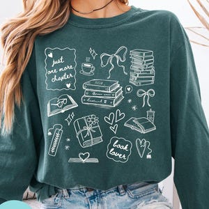 Comfort Colors® Book Lover T-shirt met lange mouwen, leuk leesshirt voor boeken, meisjestopje