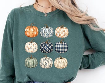 Comfort Colors® Pumpkin Season Long Sleeve Shirt | Variety Cottage Fall Thanksgiving Top