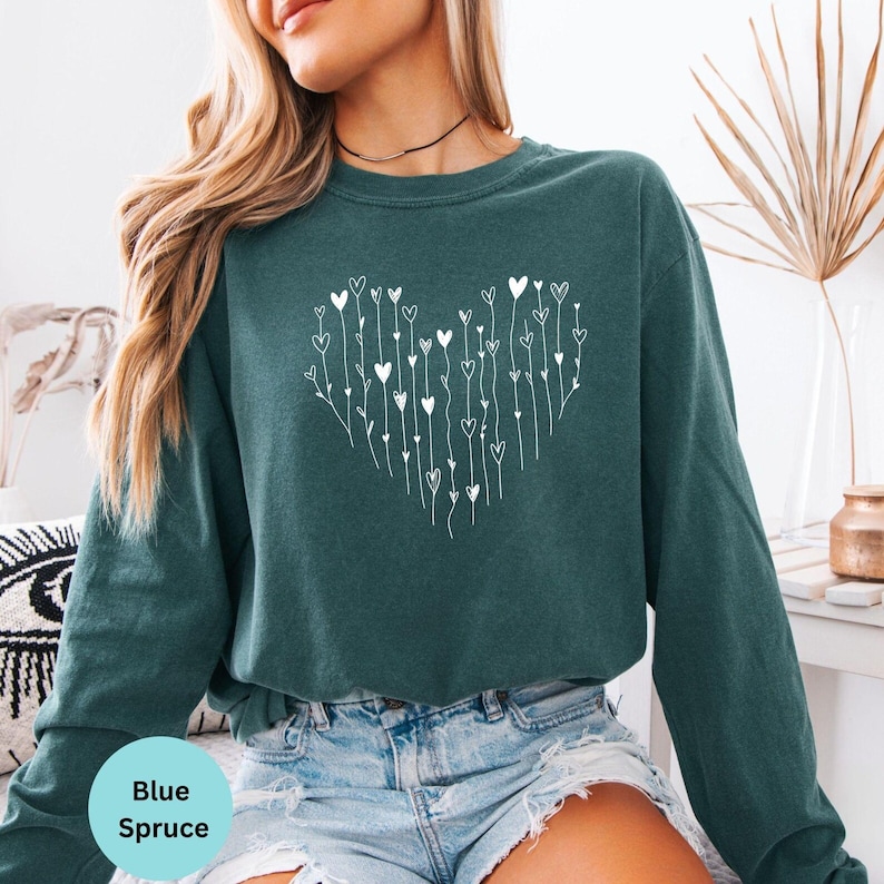 Comfort Colors® Hearts Long Sleeve T-Shirt, Love Valentines Day Shirt, Loved Ones Gifts image 4