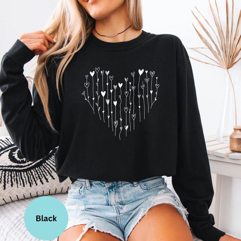 Comfort Colors® Hearts Long Sleeve T-Shirt, Love Valentines Day Shirt, Loved Ones Gifts image 9