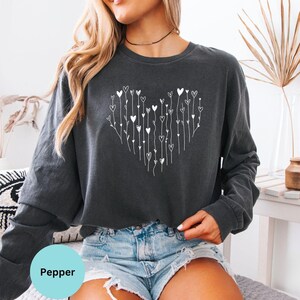 Comfort Colors® Hearts Long Sleeve T-Shirt, Love Valentines Day Shirt, Loved Ones Gifts image 7
