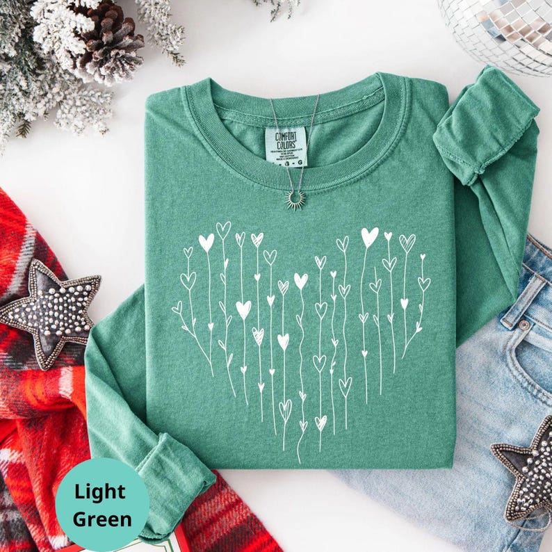 Comfort Colors® Hearts Long Sleeve T-Shirt, Love Valentines Day Shirt, Loved Ones Gifts image 2