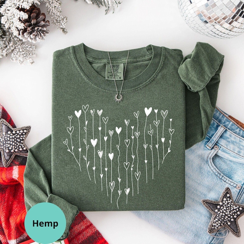 Comfort Colors® Hearts Long Sleeve T-Shirt, Love Valentines Day Shirt, Loved Ones Gifts image 3