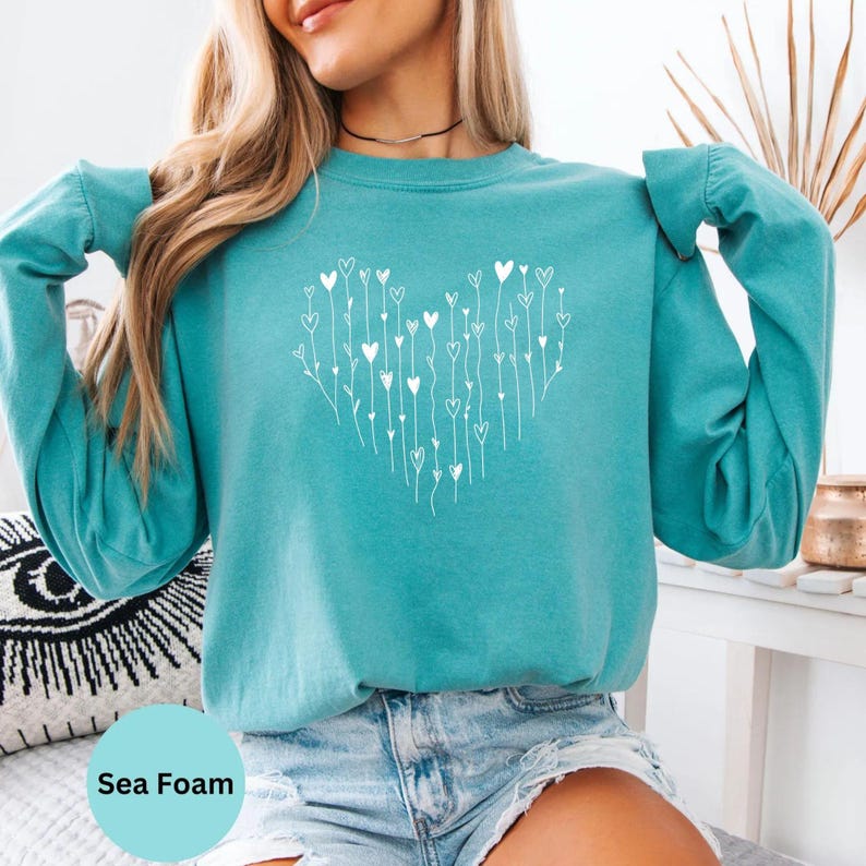 Comfort Colors® Hearts Long Sleeve T-Shirt, Love Valentines Day Shirt, Loved Ones Gifts image 8