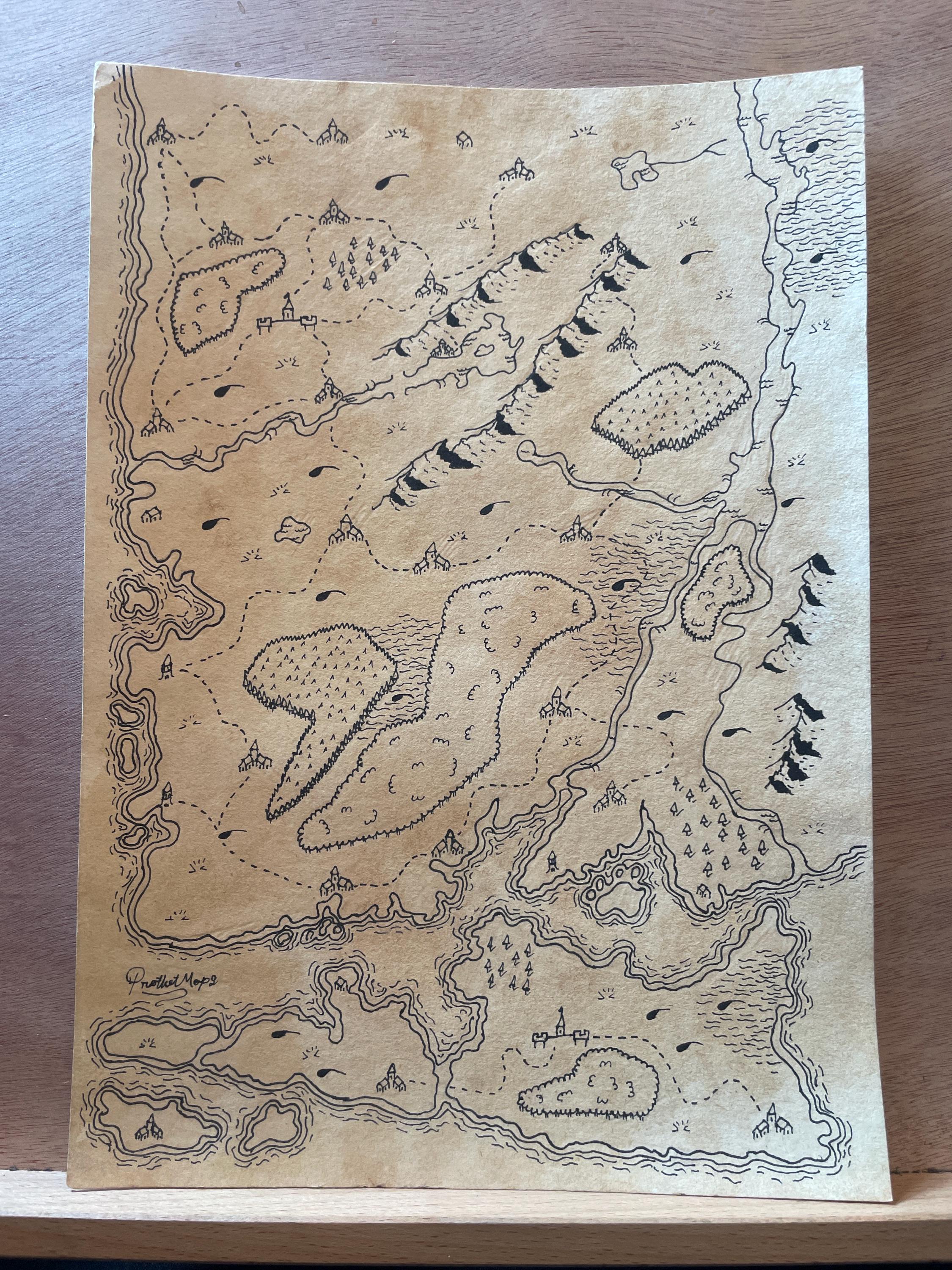 Hand Drawn Fantasy Map, Personalized Cartography Art, A4 - Etsy Australia