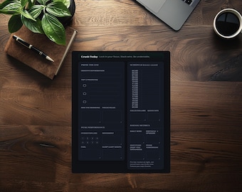 Dark Theme Daily Planner: Productivity & Goal Setting (Printable PDF)