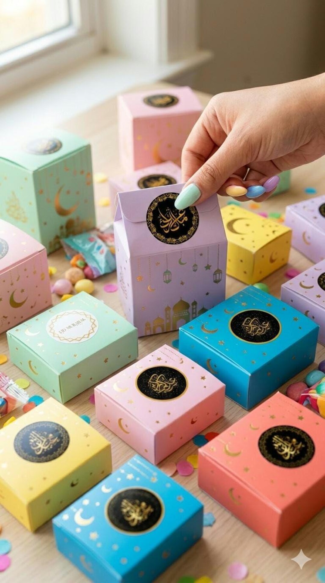Eid Mubarak Round Stickers+40 Printable Labels for Gifts -party Favors ...