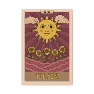 Kunst aan de muur, de zon tarotkaart, matte canvasprint, uitgerekt, 1 25", woondecoratie, mystieke kunstwerken, spiritueel cadeau, boho-muurdecoratie,