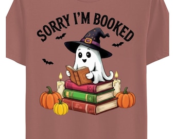 Ghost Reading Books Halloween T-Shirt, Spooky Book Lover Fall Tee