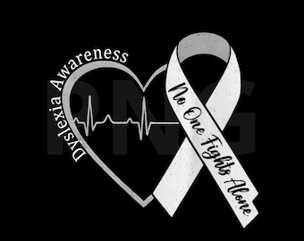 Dyslexia Awareness Ribbon Heart – No One Fights Alone Support Design