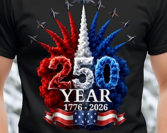 Camiseta del 250 aniversario de EE. UU., gráfico de exhibición aérea de aviones militares, bandera estadounidense patriótica 1776-2026