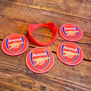 Arsenal Premier League Football Set of 4 Coasters with holder