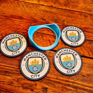 Manchester City Premier League Football Set of 4 Coasters with holder