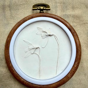 Handmade Snowdrop Botanical Bas Relief: Plaster Casting