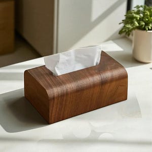 Scatola porta fazzoletti di lusso in noce / Porta carta in legno per bagno e soggiorno / Contenitore moderno per scrivania / Organizzatore per decorazioni per la casa